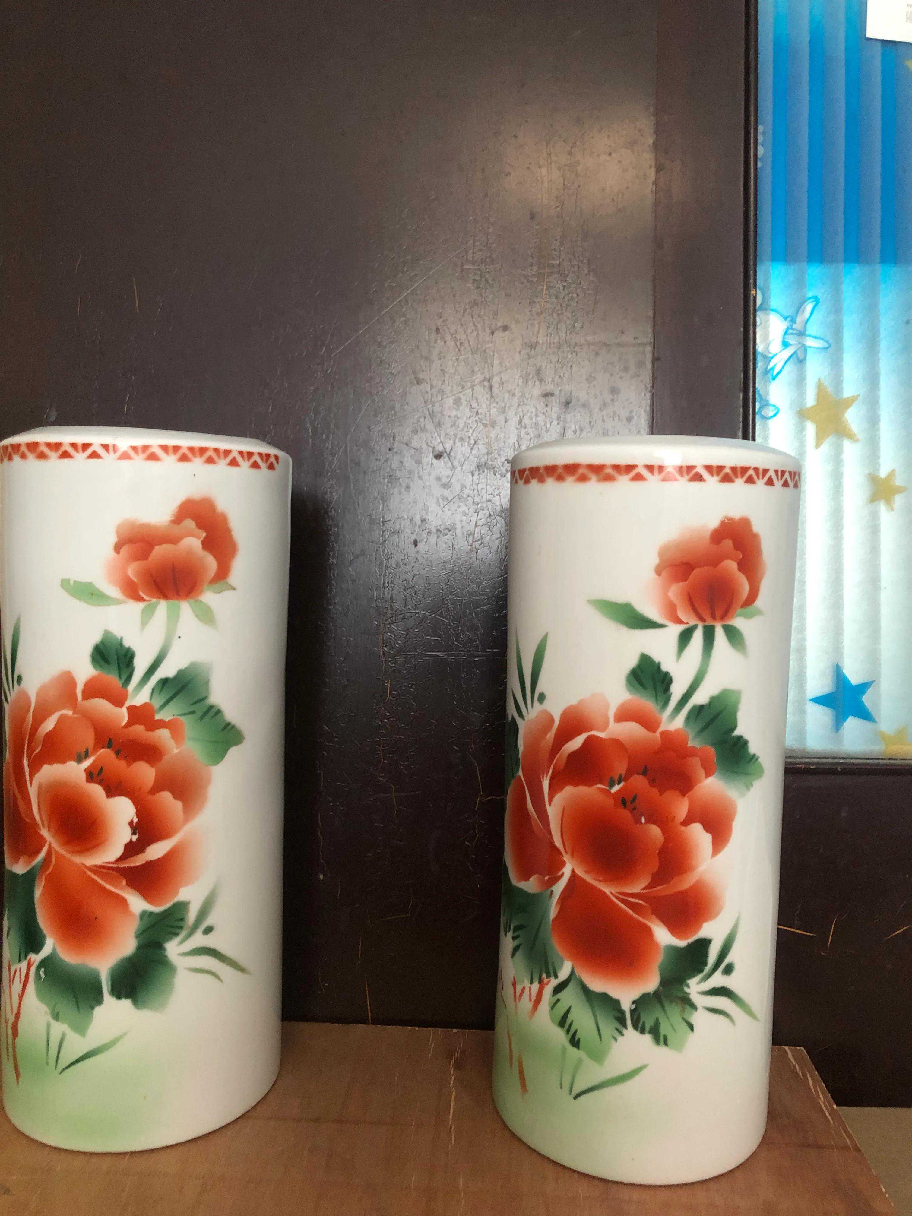 一对帽筒，烟台、博山、唐山