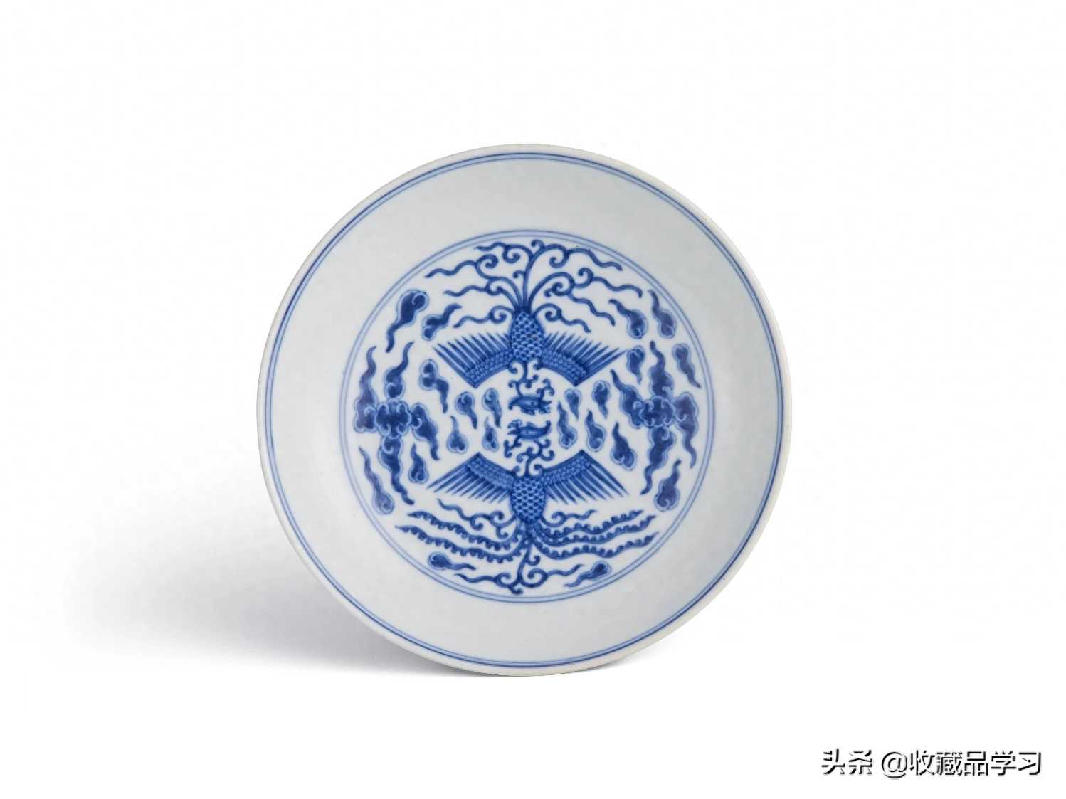 历史遗物：光绪官窑青花双凤纹盘（《大清光绪年制》款）